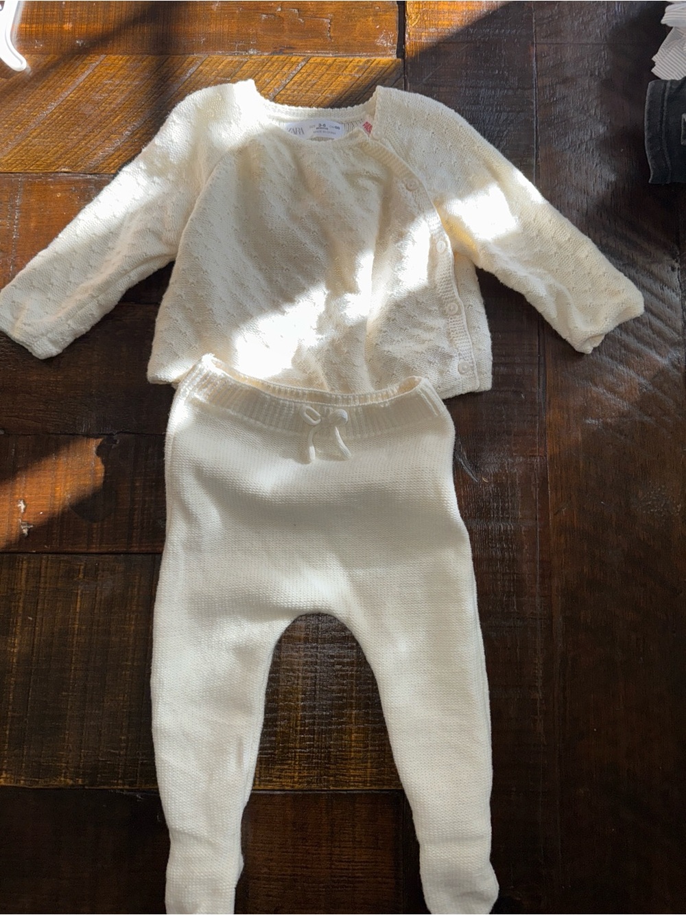 Zara Cream Knit Baby Pajama Set